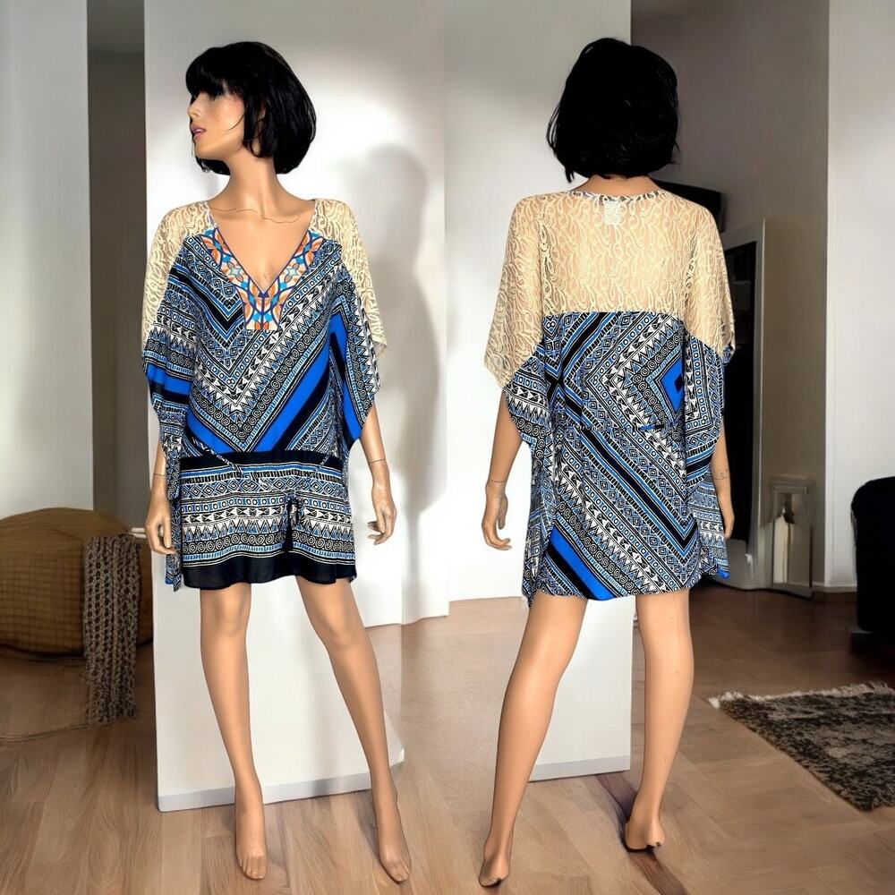 Flying Tomato Geometric Kaftan Tunic Dress Boho M